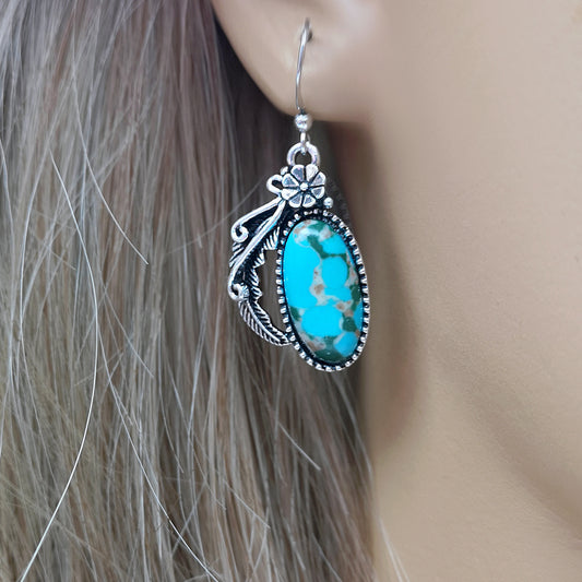 Bohemian Creative Flower Leaf Shaped And Turquoise Earrings